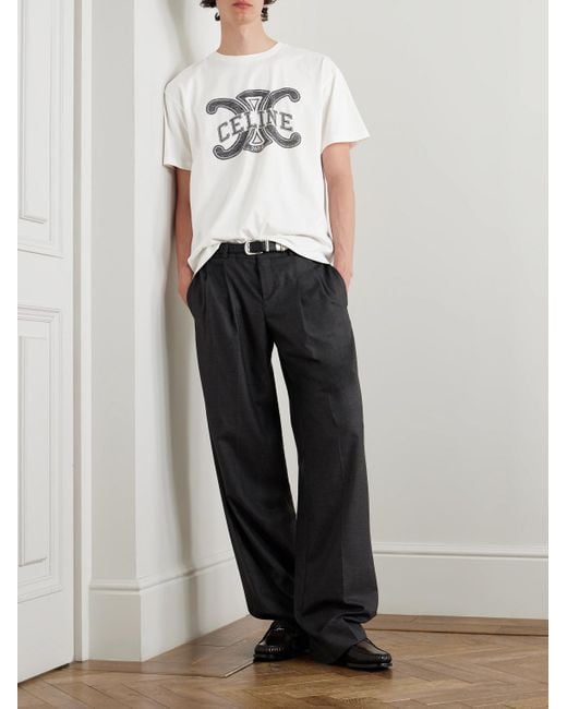 Céline White Logo-Print Cotton-Jersey T-Shirt for men