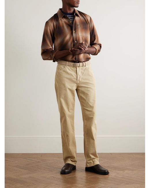 Officine Generale James schmal und gerade geschnittene Cordhose aus einer Baumwollmischung in Natural für Herren