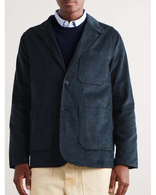 Portuguese Flannel Blue Cotton-Corduroy Blazer for men
