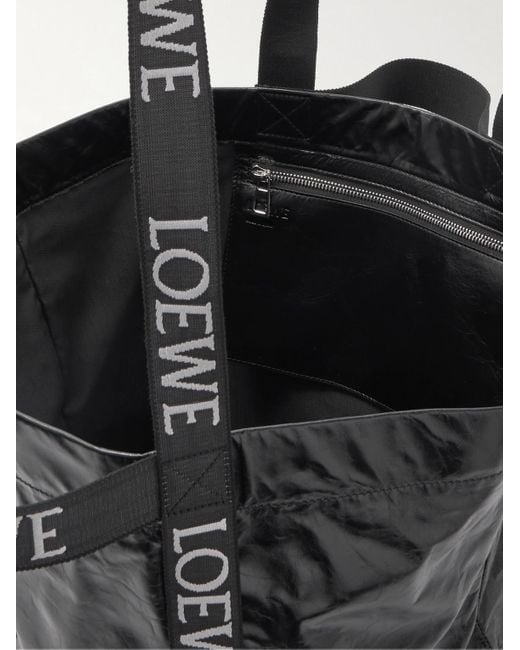 Loewe Black Distressed Leather Tote Bag for men