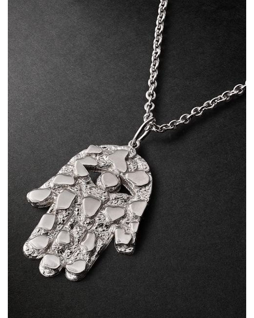 Sydney Evan Black Large Nugget Hamsa 14-Karat Necklace for men