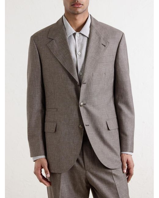 Brunello Cucinelli Brown Wool Suit Jacket for men