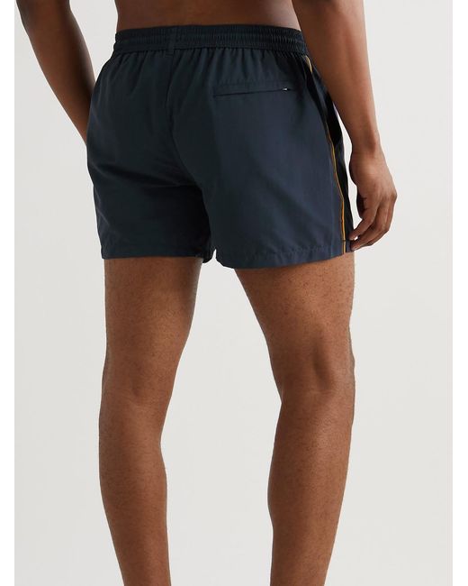 Paul Smith Blue Slim-Fit Short-Length Striped Recycled Swim Shorts for men
