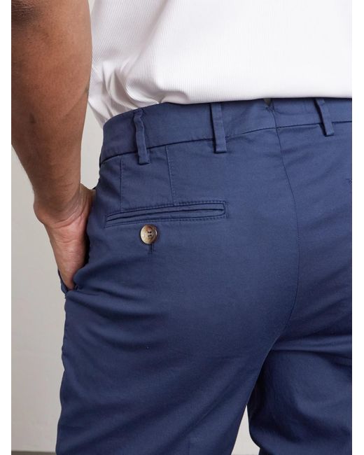 Brunello Cucinelli Blue Slim-Fit Stretch-Cotton Twill Trousers for men