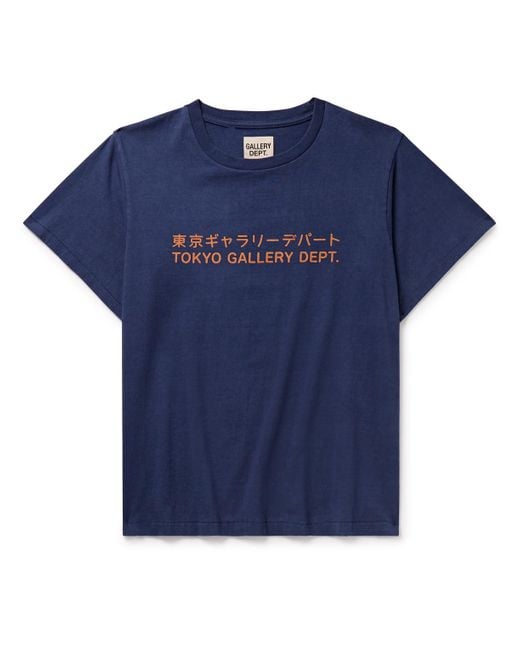 GALLERY DEPT. Blue Glittered Logo-print Cotton-jersey T-shirt for men