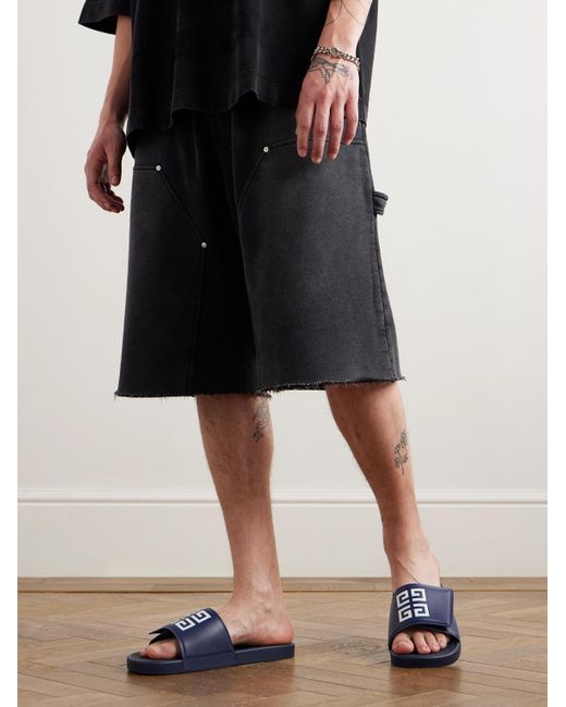 Givenchy Pantoletten aus geprägtem Kunstleder mit Logoprint in Blue für Herren