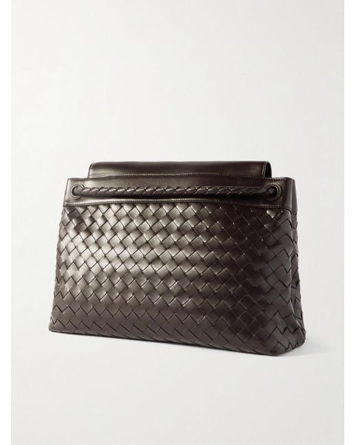 Bottega Veneta Black Andiamo Intrecciato Leather Messenger Bag for men