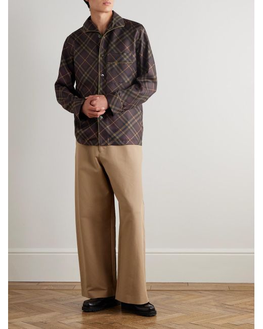 Burberry Brown Silk Shirt With A Check Pattern for men