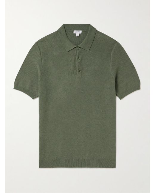 Sunspel Green Slim-fit Cotton-piqué Polo Shirt for men