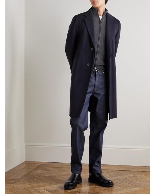 Canali Blue Wool Zip-up Cardigan for men