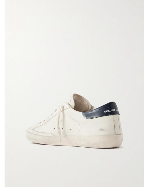 Golden Goose Deluxe Brand Natural Super-star Distressed Glossed-trimmed Leather Sneakers for men