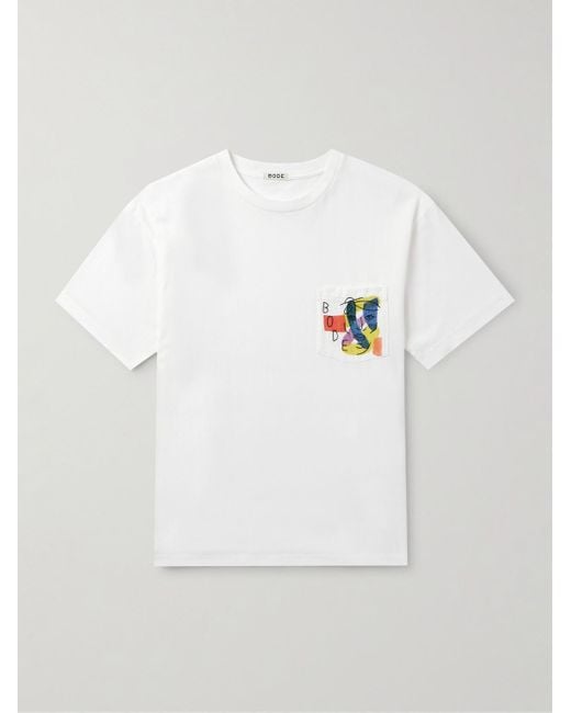 Bode White Portrait Logo-embroidered Printed Cotton-jersey T-shirt for men