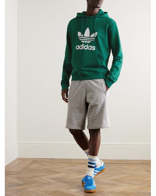 Felpa in jersey di cotone con cappuccio e logo di Adidas Originals in Green da Uomo