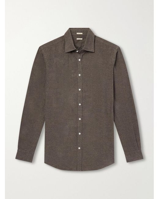 Massimo Alba Brown Genova Cotton-Flannel Shirt for men