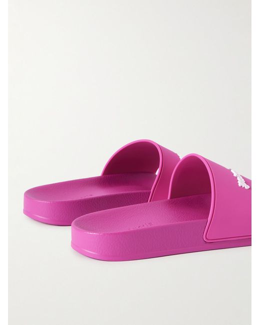 Palm Angels Pink Pool Logo-embossed Rubber Slides for men