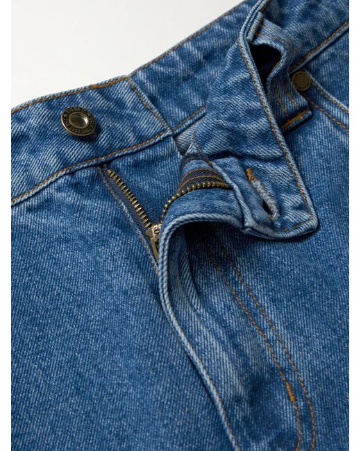 Dime Blue Tapered Logo-embroidered Jeans for men