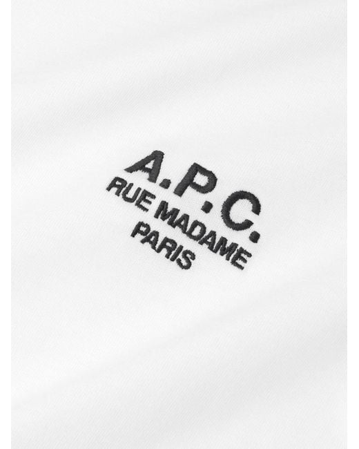 A.P.C. White Raymond Logo-embroidered Cotton-jersey T-shirt for men