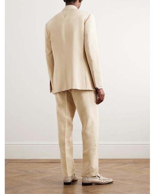 Ralph Lauren Natural Slim-Fit Double-Breasted Silk-Shantung Suit for men