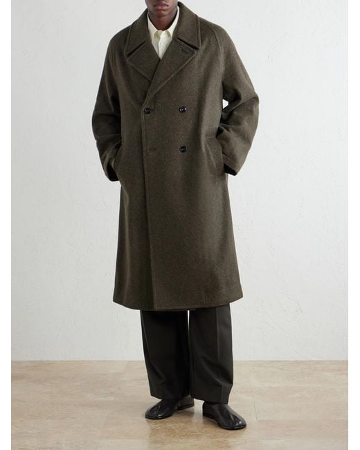 Lemaire Brown Double-Breasted Wool And Alpaca-Blend Felt Coat for men