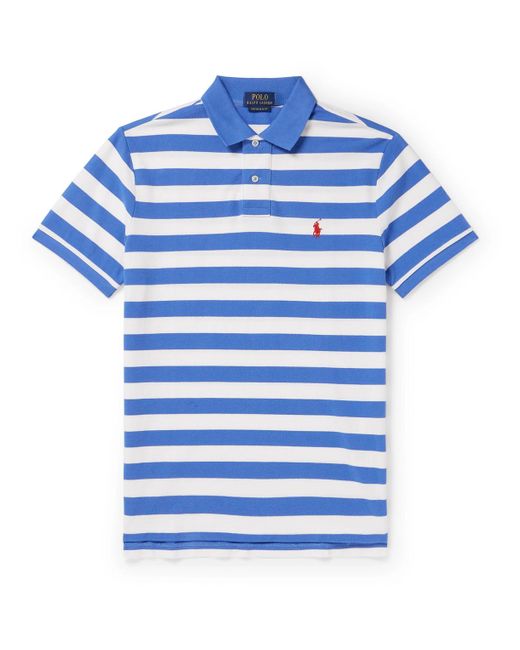 Polo Ralph Lauren Blue Striped Cotton-piqué Polo Shirt for men