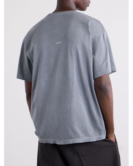 (w)taps Gray Logo-Appliquéd Cotton-Jersey T-Shirt for men
