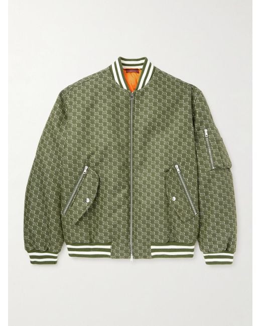 Gucci Wattierte Bomberjacke aus Baumwoll-Twill mit Logomuster in Green für Herren