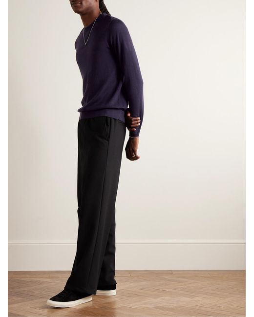 Theory Blue Lucas Ossendrijver Shell-Trimmed Merino Wool-Blend Sweater for men