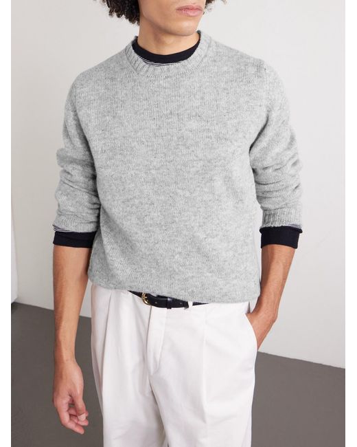 William Lockie Gray Virgin Wool Sweater for men