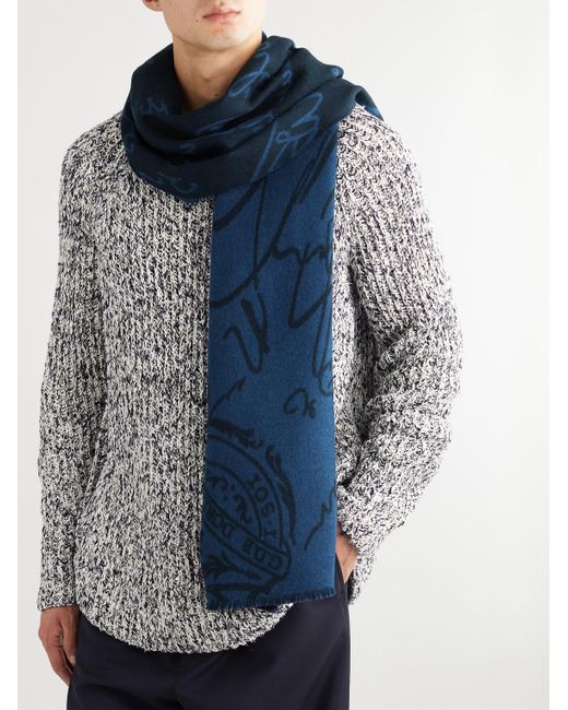 Sciarpa in lana jacquard Scritto di Berluti in Blue da Uomo