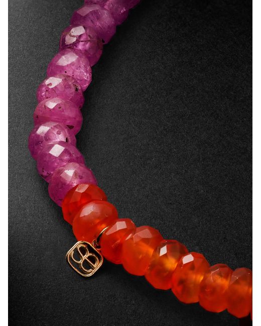 Sydney Evan Black 14-Karat Multi-Stone Beaded Bracelet for men