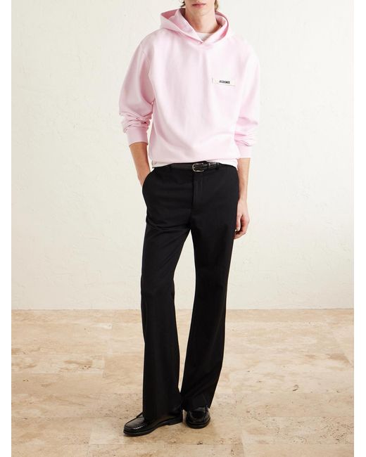 Jacquemus Pink Logo-appliquéd Cotton-jersey Hoodie for men