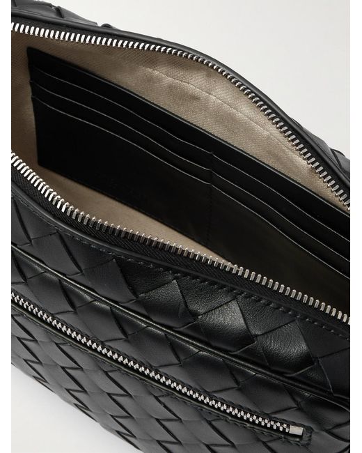 Bottega Veneta Black Intrecciato Leather Pouch for men