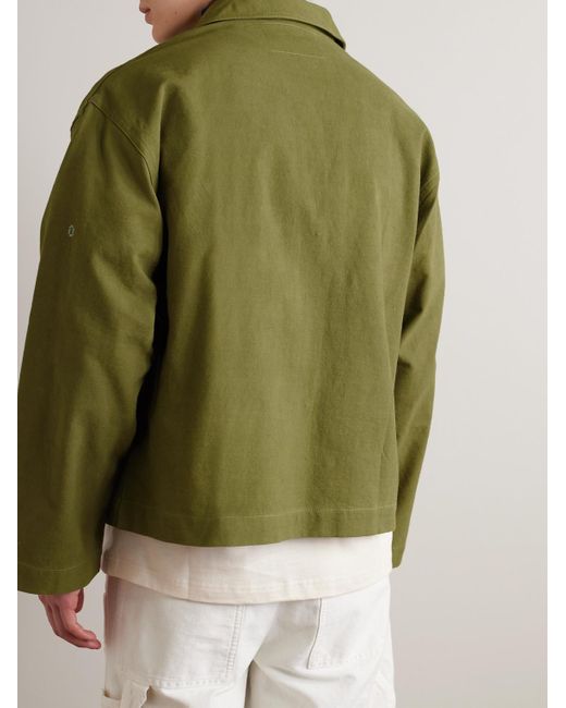 STORY mfg. Hemdjacke aus Biobaumwoll-Canvas mit Stickereien in Green für Herren