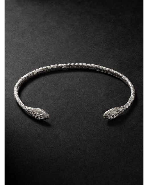 Jacquie Aiche Black Textured Sterling Silver Cuff for men