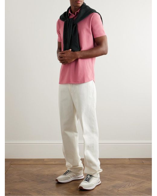 Loro Piana Pink Cotton-Piqué Polo Shirt for men