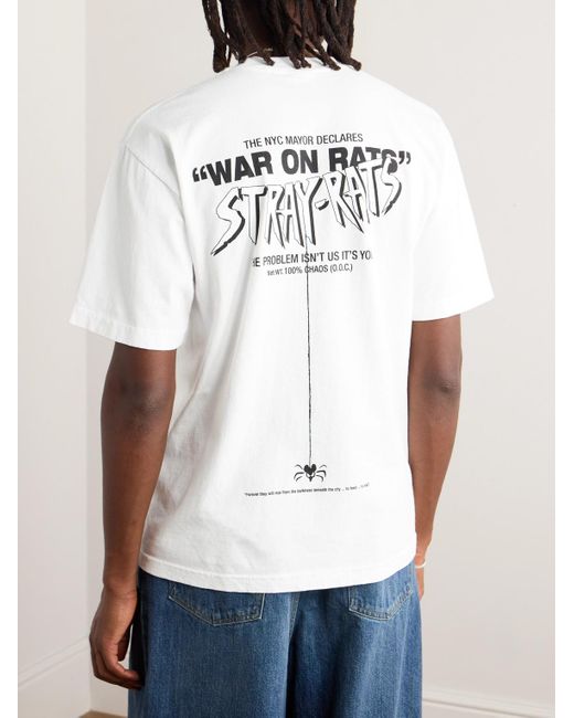 T-shirt in jersey di cotone con logo War On Rats di Stray Rats in White da Uomo