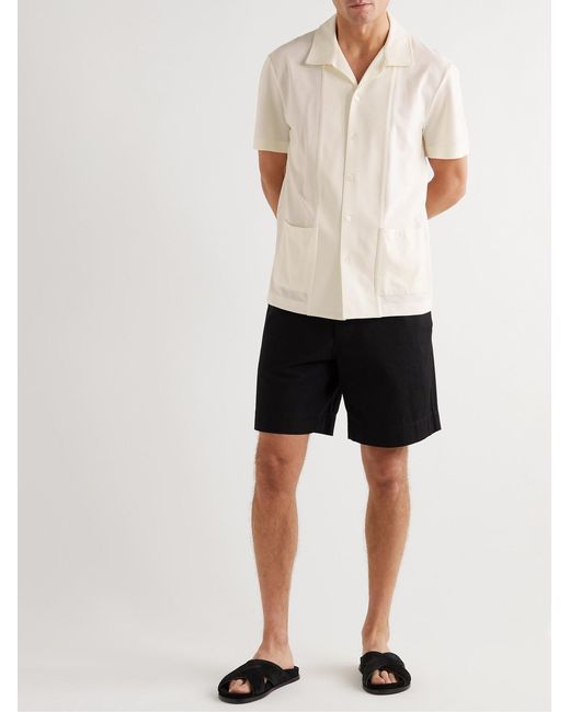 Mr P. Natural Jersey-Panelled Organic Cotton-Piqué Shirt for men