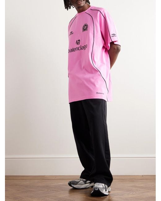 Balenciaga Oversized-T-Shirt aus Baumwoll-Jersey mit Stickereien und Logoprint in Pink für Herren