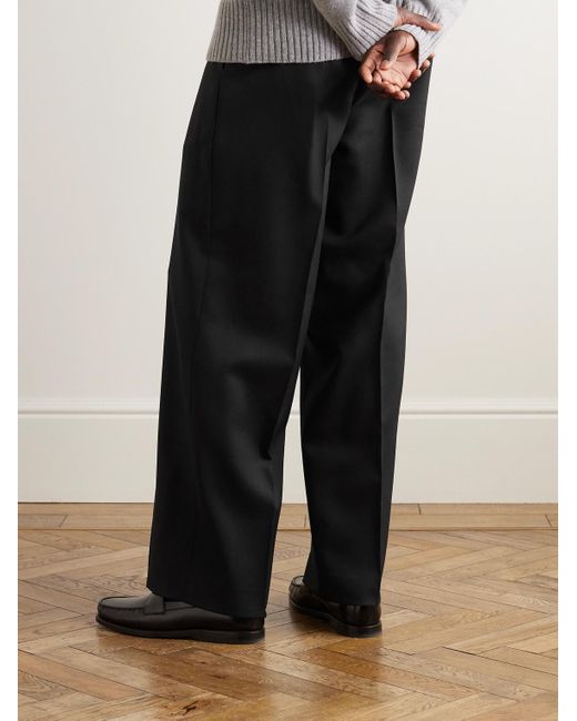 Rohe Black Straight-leg Pleated Virgin Wool Trousers for men