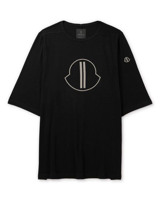 Rick Owens Black Moncler Logo-print Cotton-jersey T-shirt for men
