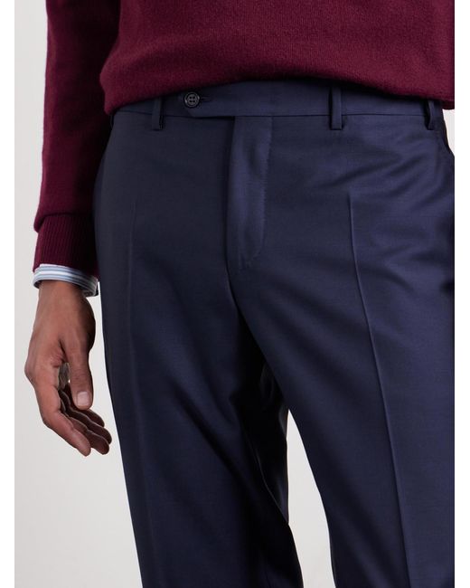 Canali Blue Tapered Super 130s Wool Suit Trousers for men