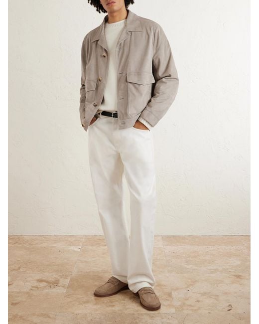 Brunello Cucinelli Natural Suede Blouson Jacket for men