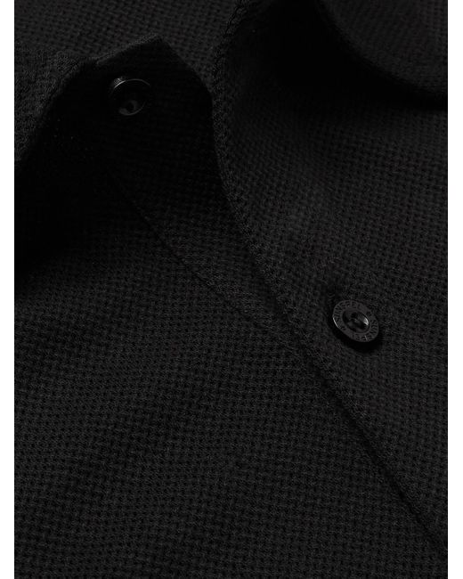 Sunspel Black Riviera Slim-fit Cotton-mesh Polo Shirt for men