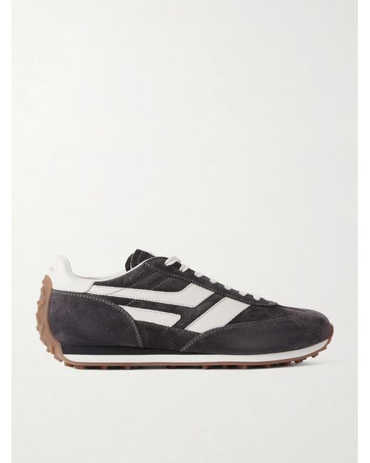 Tom Ford White Mick Leather-Trimmed Suede Sneakers for men