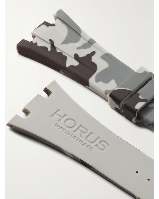 HORUS WATCH STRAPS Metallic Deployant 42Mm Camouflage-Print Rubber Watch Strap for men