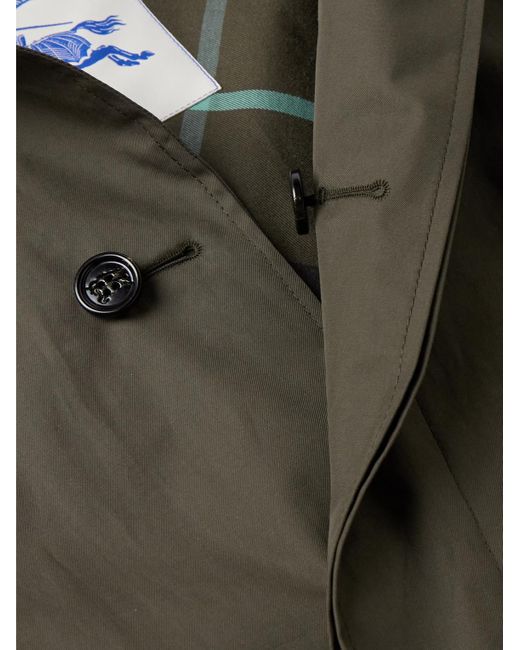Burberry Black Belted Logo-appliquéd Checked Cotton-gabardine Trench Coat for men