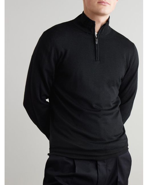 Canali Blue Half-Zip Wool Sweater for men