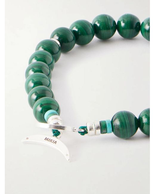 Mikia Green Circle8 Sterling And Malachite Beaded Bracelet for men