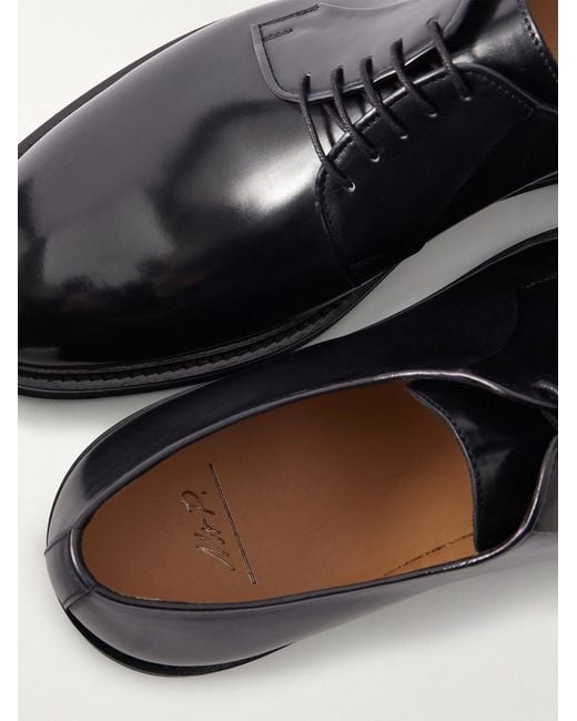 Mr P. Black Leather Derby Shoes for men
