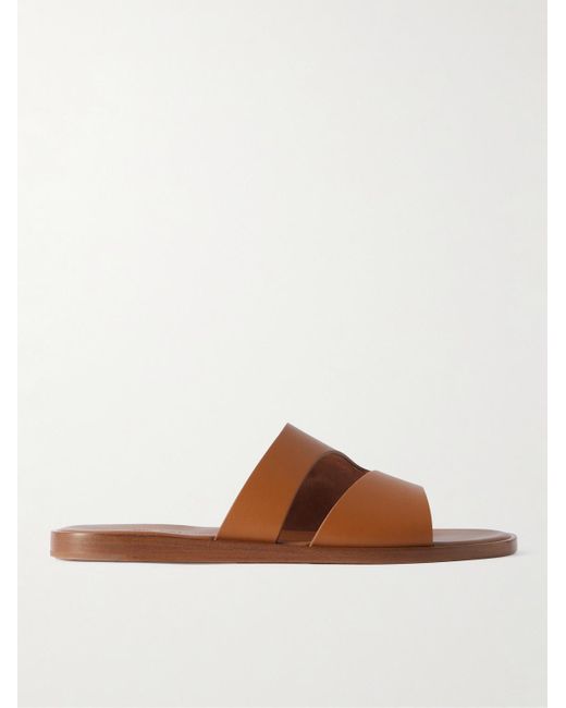 Loro Piana Brown Pilat Plain Walk Cutout Leather Sandals for men